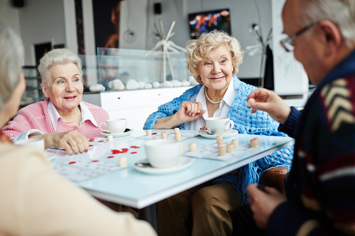 resident socialising in cafe