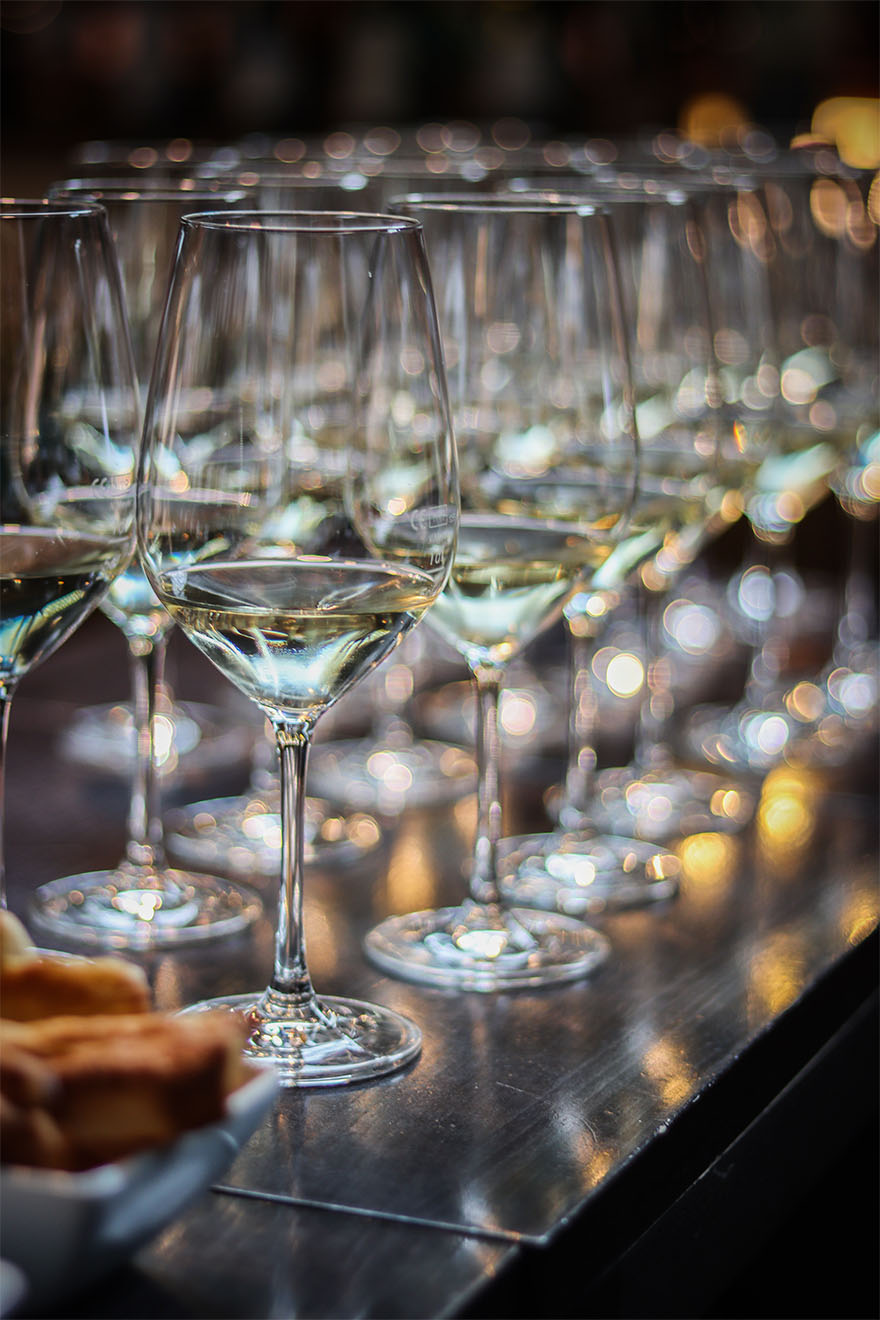 wine glasses setup on side